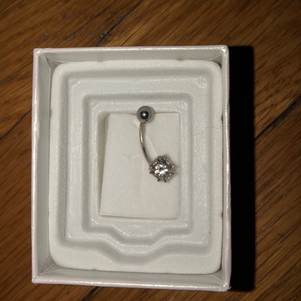 10k white gold belly button ring